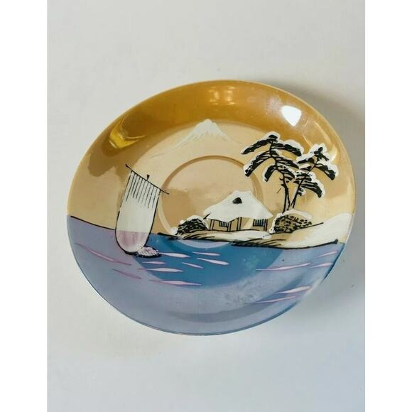 Antique Lusterware Hand-Painted Tea Saucer from Japan - Saucer Only - Picture 1 of 2